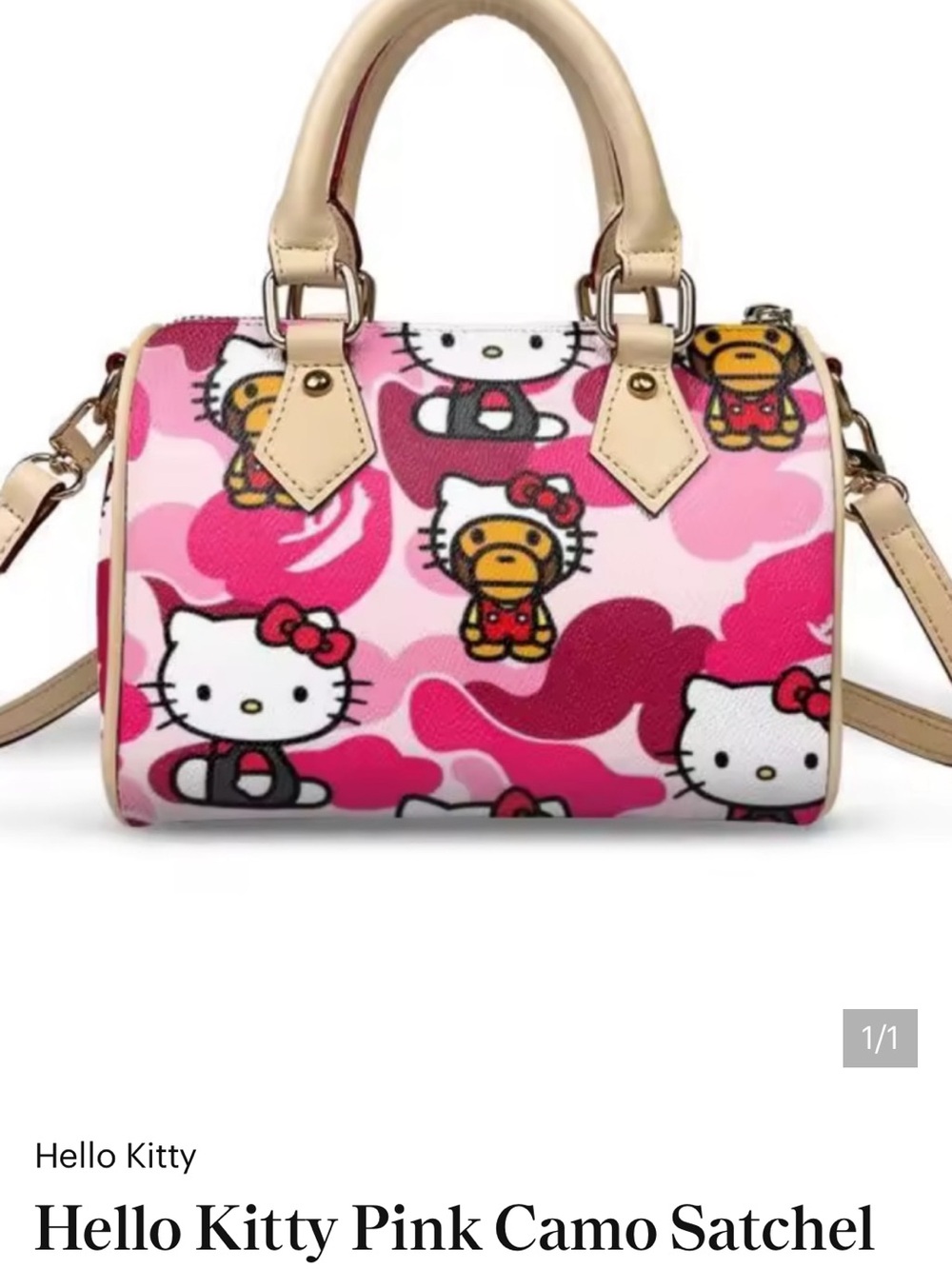 Hello Kitty Pink Camo Satchel Bag